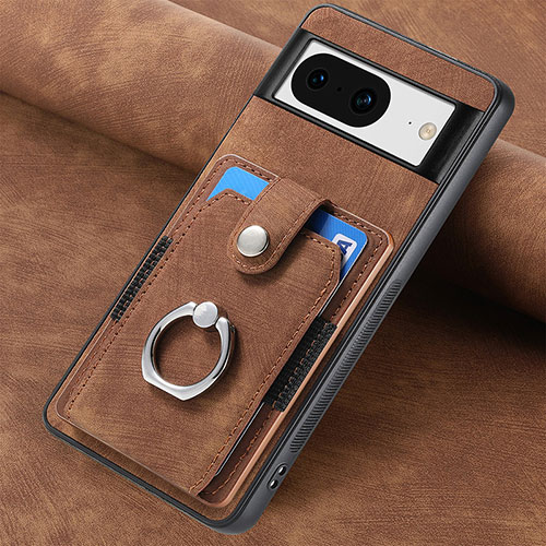 Soft Silicone Gel Leather Snap On Case Cover SD6 for Google Pixel 8 5G Brown