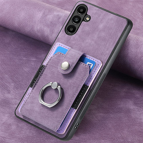 Soft Silicone Gel Leather Snap On Case Cover SD6 for Samsung Galaxy A34 5G Clove Purple