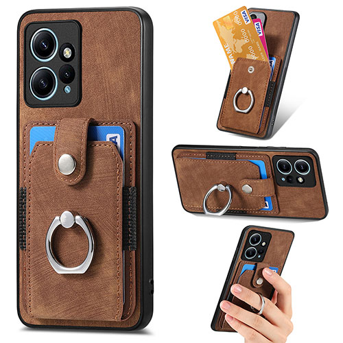 Soft Silicone Gel Leather Snap On Case Cover SD6 for Xiaomi Redmi Note 12 4G Brown