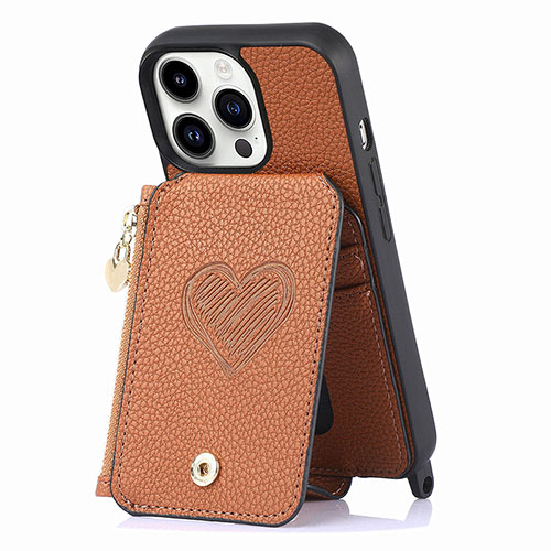 Soft Silicone Gel Leather Snap On Case Cover SD7 for Apple iPhone 14 Pro Max Brown