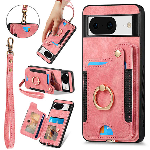 Soft Silicone Gel Leather Snap On Case Cover SD7 for Google Pixel 8 5G Pink