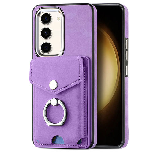 Soft Silicone Gel Leather Snap On Case Cover SD7 for Samsung Galaxy S22 5G Clove Purple