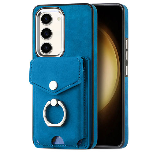 Soft Silicone Gel Leather Snap On Case Cover SD7 for Samsung Galaxy S22 Plus 5G Blue