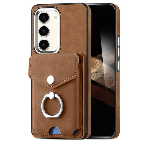 Soft Silicone Gel Leather Snap On Case Cover SD7 for Samsung Galaxy S25 5G Brown