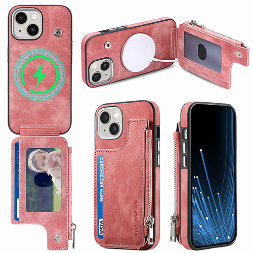 Soft Silicone Gel Leather Snap On Case Cover SD8 for Apple iPhone 14 Plus Pink