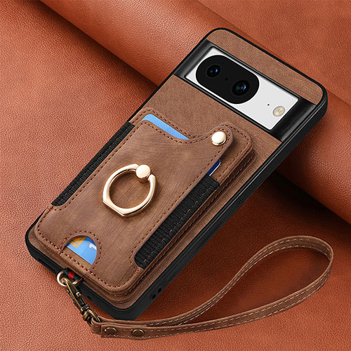 Soft Silicone Gel Leather Snap On Case Cover SD8 for Google Pixel 8 5G Brown