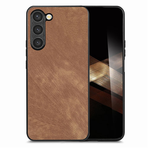 Soft Silicone Gel Leather Snap On Case Cover SD8 for Samsung Galaxy S24 Plus 5G Brown