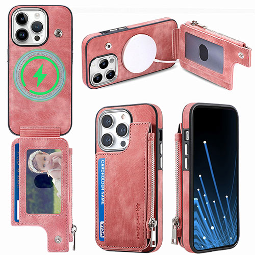 Soft Silicone Gel Leather Snap On Case Cover SD9 for Apple iPhone 16 Pro Max Pink