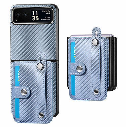 Soft Silicone Gel Leather Snap On Case Cover SD9 for Motorola Moto Razr 40 5G Blue