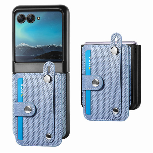 Soft Silicone Gel Leather Snap On Case Cover SD9 for Motorola Moto Razr 40 Ultra 5G Blue