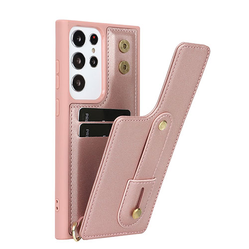 Soft Silicone Gel Leather Snap On Case Cover SY1 for Samsung Galaxy S23 Ultra 5G Rose Gold