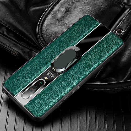Soft Silicone Gel Leather Snap On Case Cover with Magnetic Finger Ring Stand S04 for Xiaomi Poco X2 Green