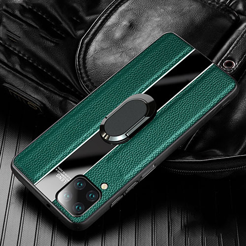 Soft Silicone Gel Leather Snap On Case Cover with Magnetic Finger Ring Stand T04 for Huawei Nova 6 SE Green