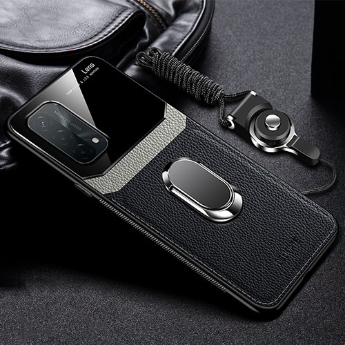 Soft Silicone Gel Leather Snap On Case Cover with Magnetic FL1 for OnePlus Nord N200 5G Black