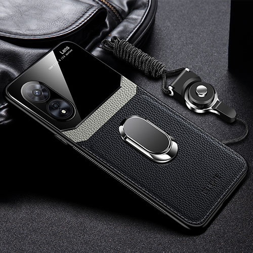 Soft Silicone Gel Leather Snap On Case Cover with Magnetic FL1 for Oppo A1 Pro 5G Black