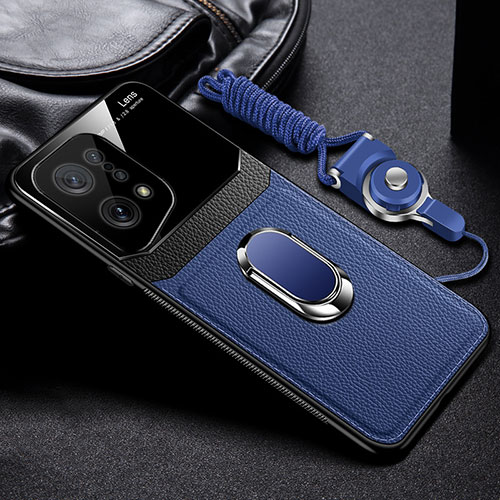 Soft Silicone Gel Leather Snap On Case Cover with Magnetic FL1 for Oppo Find X5 Pro 5G Blue