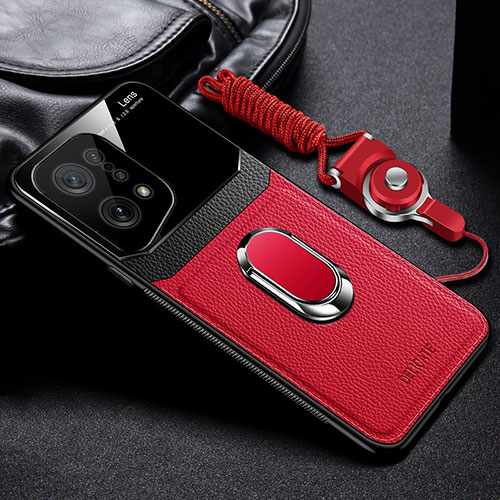 Soft Silicone Gel Leather Snap On Case Cover with Magnetic FL1 for Oppo Find X5 Pro 5G Red