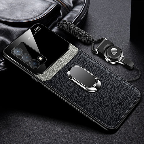 Soft Silicone Gel Leather Snap On Case Cover with Magnetic FL1 for Oppo K9 5G Black