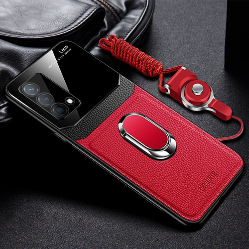 Soft Silicone Gel Leather Snap On Case Cover with Magnetic FL1 for Oppo K9 5G Red