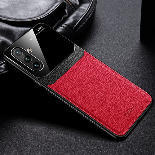 Soft Silicone Gel Leather Snap On Case Cover with Magnetic FL1 for Samsung Galaxy A13 5G Red