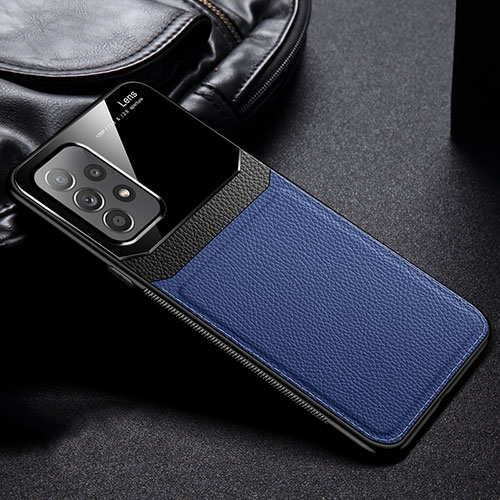 Soft Silicone Gel Leather Snap On Case Cover with Magnetic FL1 for Samsung Galaxy A23 4G Blue