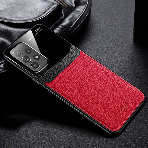 Soft Silicone Gel Leather Snap On Case Cover with Magnetic FL1 for Samsung Galaxy A23 4G Red