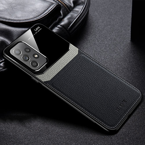 Soft Silicone Gel Leather Snap On Case Cover with Magnetic FL1 for Samsung Galaxy A23 5G Black