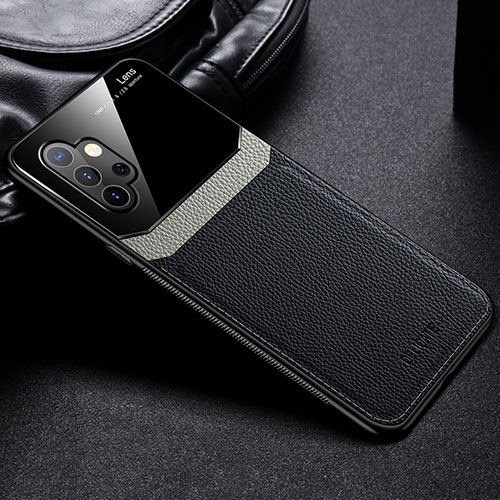 Soft Silicone Gel Leather Snap On Case Cover with Magnetic FL1 for Samsung Galaxy A32 4G Black