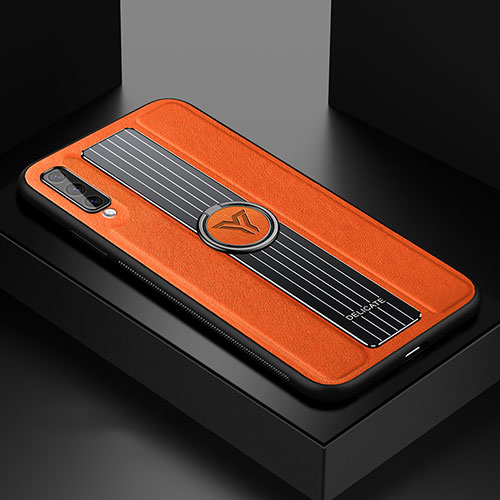 Soft Silicone Gel Leather Snap On Case Cover with Magnetic FL1 for Samsung Galaxy A70S Orange