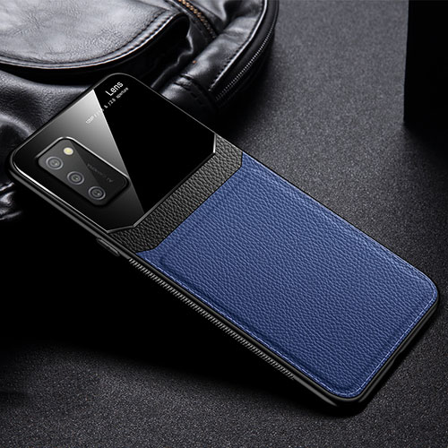 Soft Silicone Gel Leather Snap On Case Cover with Magnetic FL1 for Samsung Galaxy M02s Blue
