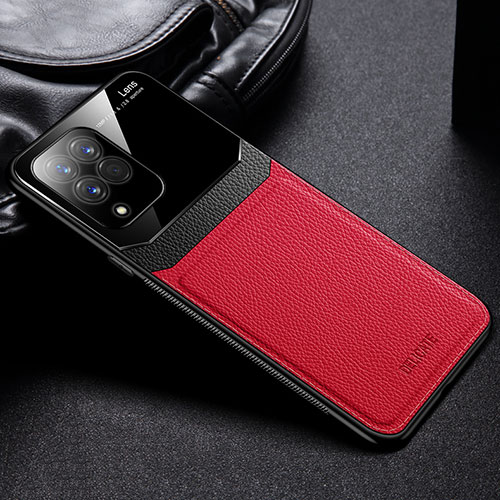 Soft Silicone Gel Leather Snap On Case Cover with Magnetic FL1 for Samsung Galaxy M33 5G Red