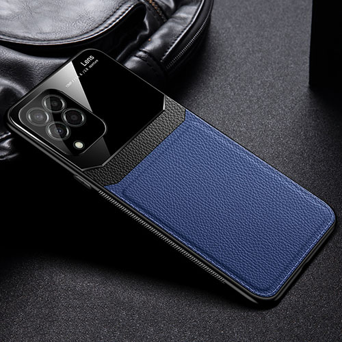 Soft Silicone Gel Leather Snap On Case Cover with Magnetic FL1 for Samsung Galaxy M53 5G Blue