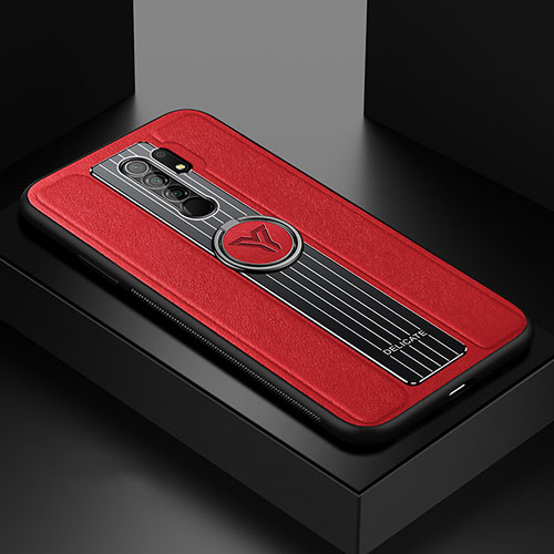 Soft Silicone Gel Leather Snap On Case Cover with Magnetic FL1 for Xiaomi Redmi 9 Prime India Red