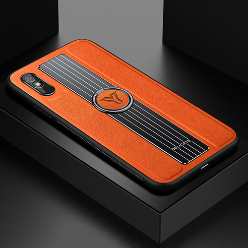 Soft Silicone Gel Leather Snap On Case Cover with Magnetic FL1 for Xiaomi Redmi 9A Orange