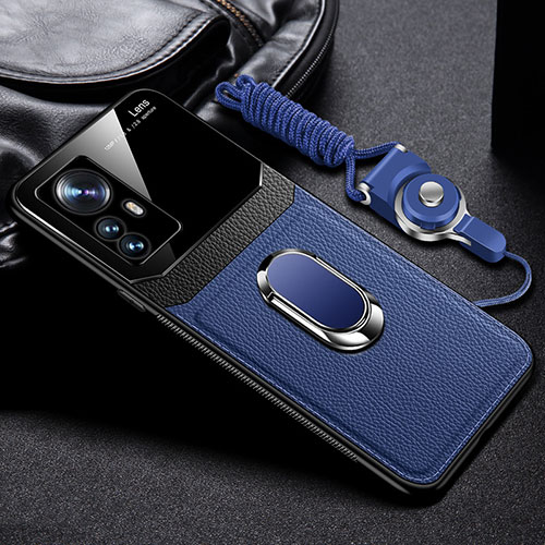 Soft Silicone Gel Leather Snap On Case Cover with Magnetic FL2 for Xiaomi Mi 12T Pro 5G Blue