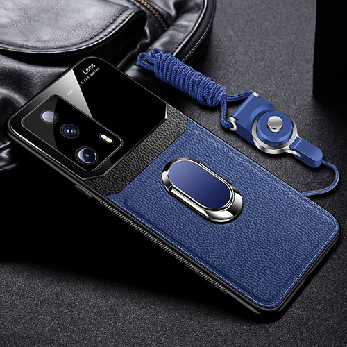 Soft Silicone Gel Leather Snap On Case Cover with Magnetic FL2 for Xiaomi Mi 13 Lite 5G Blue