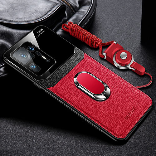 Soft Silicone Gel Leather Snap On Case Cover with Magnetic FL2 for Xiaomi Mi Mix 4 5G Red