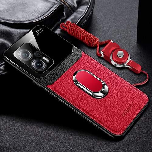 Soft Silicone Gel Leather Snap On Case Cover with Magnetic FL2 for Xiaomi Poco X4 GT 5G Red