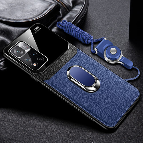 Soft Silicone Gel Leather Snap On Case Cover with Magnetic FL2 for Xiaomi Poco X4 NFC Blue