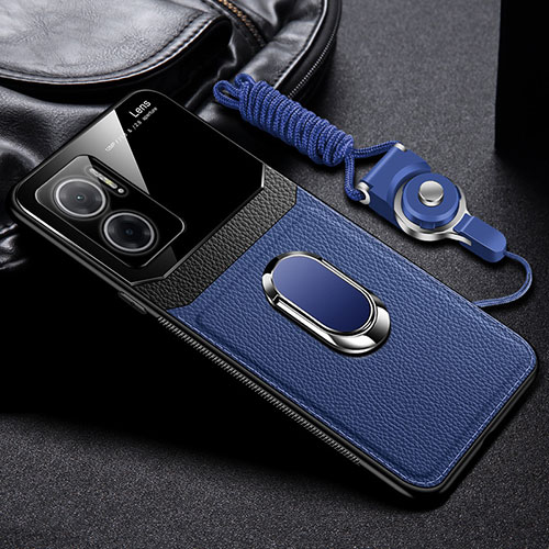 Soft Silicone Gel Leather Snap On Case Cover with Magnetic FL2 for Xiaomi Redmi 11 Prime 5G Blue