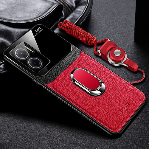 Soft Silicone Gel Leather Snap On Case Cover with Magnetic FL2 for Xiaomi Redmi 11 Prime 5G Red