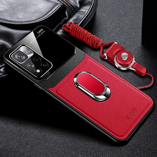 Soft Silicone Gel Leather Snap On Case Cover with Magnetic FL2 for Xiaomi Redmi Note 11 Pro+ Plus 5G Red