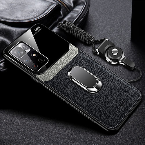 Soft Silicone Gel Leather Snap On Case Cover with Magnetic FL2 for Xiaomi Redmi Note 11S 5G Black