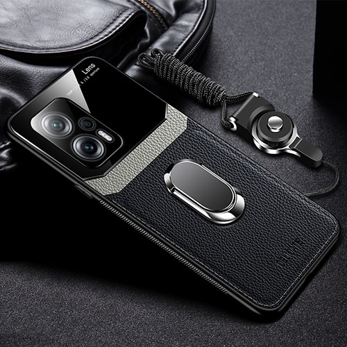 Soft Silicone Gel Leather Snap On Case Cover with Magnetic FL2 for Xiaomi Redmi Note 11T Pro 5G Black