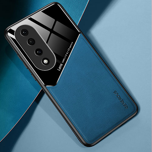 Soft Silicone Gel Leather Snap On Case Cover with Magnetic for Huawei Honor 90 Pro 5G Blue