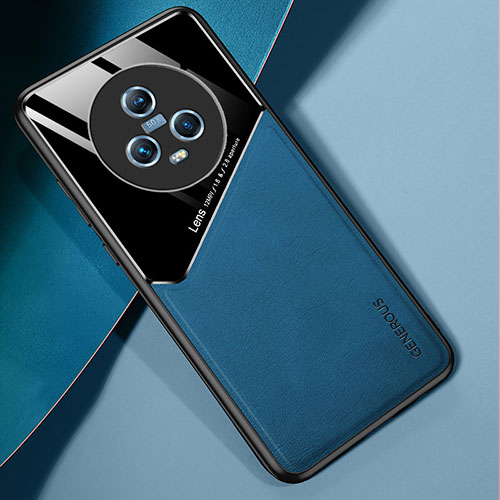 Soft Silicone Gel Leather Snap On Case Cover with Magnetic for Huawei Honor Magic5 5G Blue