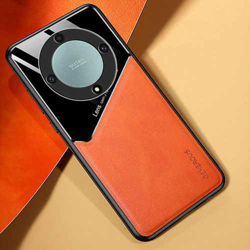 Soft Silicone Gel Leather Snap On Case Cover with Magnetic for Huawei Honor Magic6 Lite 5G Orange