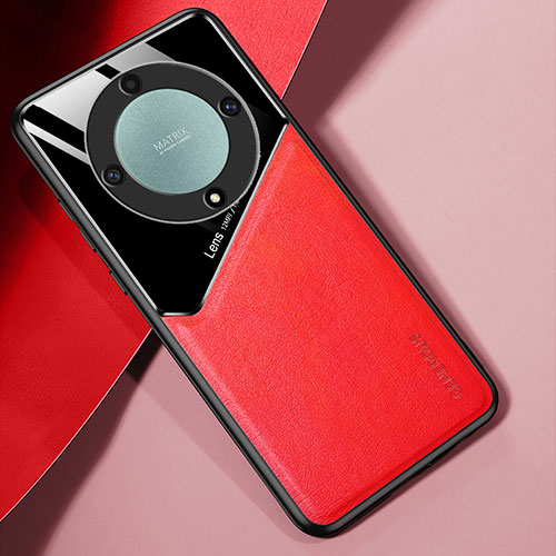 Soft Silicone Gel Leather Snap On Case Cover with Magnetic for Huawei Honor X9a 5G Red