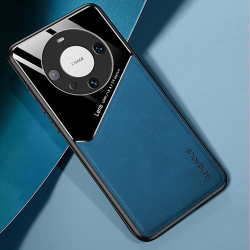 Soft Silicone Gel Leather Snap On Case Cover with Magnetic for Huawei Mate 60 Pro Blue