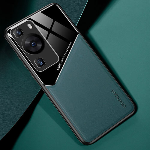 Soft Silicone Gel Leather Snap On Case Cover with Magnetic for Huawei P60 Pro Green